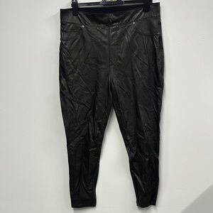SPANX Black faux leather Cropped Pants leggings 1X